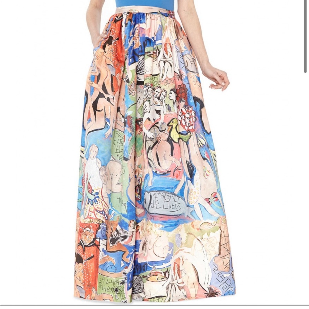 Unique Alice + Olivia maxi skirt in collaboration with artist Domingo Zapata